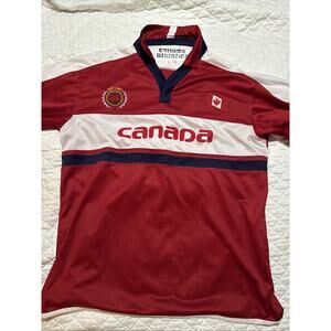 Canada Soccer Jersey - Golf Polo - Embroidered - Red, White & Blue L